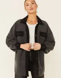 Free People Ruby Jacket in Incense Large Oversized Shacket Grunge 90s Grey