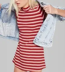 Wild fable red black white striped ruffle too sundress