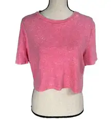 Aero JRS Small 80's Boxy Cropped Tee T-Shirt Top Short Sleeve Stretch Pink