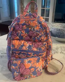New Betsey Johnson Butterfly Quilted Backpack with Wristlet Set