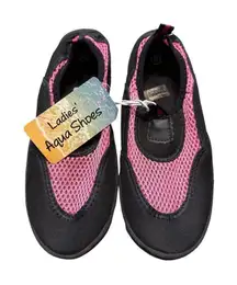 NEW Ladies Aqua Shoes Size M (5-6) Swimming Shoes Black & Pink Beach Pool Play