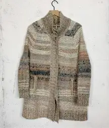 Free People  Chunky Knit Mohair Cardigan Snap Button Sweater Jacket Size Medium