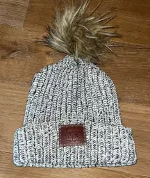 Love Your Melon Slouchy Pom Hat Heathered gray and black