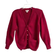 Vintage Talbots Y2K V-neck raspberry button front cardigan S