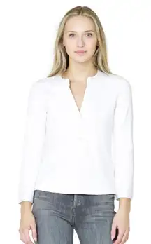 Veronica Beard Jeans White Laney Henley Top - Size - Small