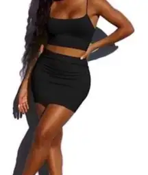 Women’s Black 2-Piece Mini Set | Stylish & Chic