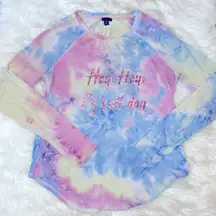 UK2LA Tie Dye Hey Hey Pj’s All Day Long Sleeve Pajama Top