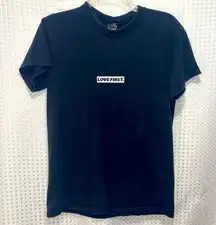 He Will “LOVE FIRST” Gildan Small Black T Shirt