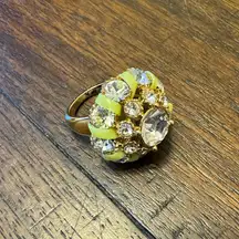Kate Spade NY Hip‎ Stitch Cocktail Ring 6 Yellow and Gold Detail