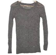 Women's Abercrombie & Fitch Gray Knit Crochet Pullover Crew Neck Sweater Size S