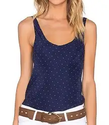 FRAME los angeles silk navy dotted tank top size small