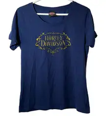 HARLEY‎ DAVIDSON Mackinac Island Michigan Harley Davidson Blue Tee Sz L