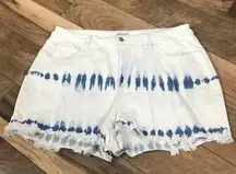 Ava & Viv Tie Dye Denim Stretch Shorts Raw Hem Size 20W.