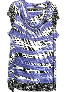 Alfani Long Top Womens Size 3X Abstract Cowl Neck‎ Sleeveless Pullover
