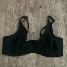 Athleta Black Smocked Front Bikini Top Size 34D/DD