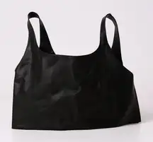 Fabletics Cropped Black Scoop Neck‎ Tank Top With Built-In Shelf Bra 1X