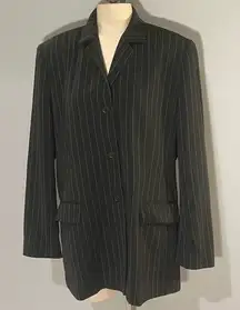 Black pinstriped suit jacket blazer woman’s size 13/14 George