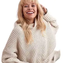 oversized cream cowl neck knit sweater - large