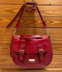 Chloé Chloe Grapefruit Red Leather Satchel Top Handle Brushed Gold Shoulder Bag Tote