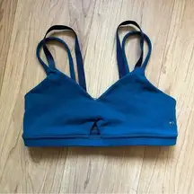 Lululemon Athletica Dark Teal Sports Bra W/ Keyhole and Polka Dot Mesh Back Sz 4