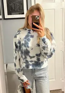 Champion  Blue & White Tie Dye Cropped Crewneck