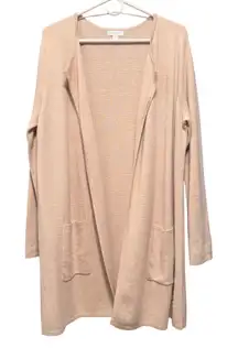 Charter‎ Club Womens Open Front Cardigan Duster 100% Cotton Beige Size Large