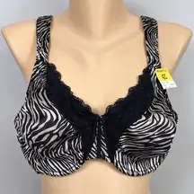 Vintage New Vassarette Bra Size 42C Second Skin Satin 75457 Animal Print Unlined