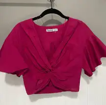 Pink Crossover Crop Top