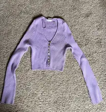 Purple Long sleeve Tight Crop Top