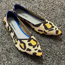 Jet' accompagne toujours Leopard Knit Women’s Sz 38 Flat Shoes Point Toe Sz 7.5
