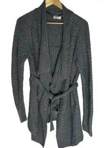 Old Navy Maternity Women's L Cardigan Sweater Grey Tie Waist Winter Wool‎ Blend