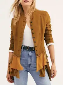 FREE PEOPLE BLAZER "MILITARY RUFFLES
