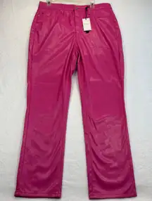 Judy‎ Blue Faux Leather Pants Hot Pink Tummy Control Straight Leg Size 15/32