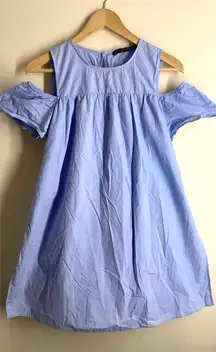 Zara A-Line Romper Poplin Dress Light Blue size XS