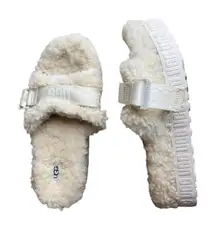 UGG - Fluffita Slide White Shearling Platform Sandals Sz 9