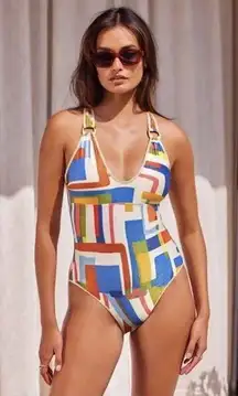 BECCA Midcentury Metallic One-piece Swimsuit in Multi Size Medium