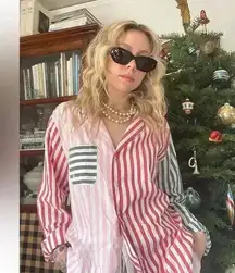 Victoria's Secret Long Sleeve Striped Button Down Shirt in Large EUC