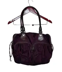 MZ Wallace Womens‎ Jane Bedford Nylon Leather Shoulder Handbag in Burgundy