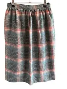 Diamond Lil 80s wool pencil skirt woman’s size 10 pink gray blue plaid
