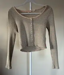 Levi's Beige Neutral Tone Stripe Button Snap Shirt - M