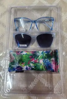 Max Studio Reader With Clip-on Sunglasses & Protective Case +1.50