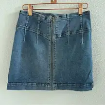 We the Free Free People Denim Virgo Mini Skirt Denim Jean Front Zip 28