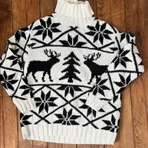 Vintage women’s Ralph Lauren silk linen Nordic print Cream Sweater