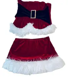 Adult Women's  Santa Cutie Leather Mini Skirt and Corset, Size S