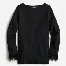J.Crew Feather-trim long-sleeve shirt Black NWT L