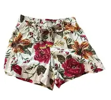 C&C California women's size 6 linen blend floral shorts with beaded tass…