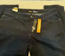 Women’s Lee straight leg perfect fit dark blue‎ jeans 18 W petite zipper button
