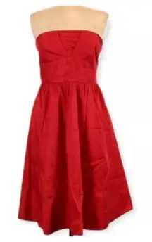 Moulinette Soeurs Anthropologie‎ Red Strapless Cotton Blend Dress - Size 6