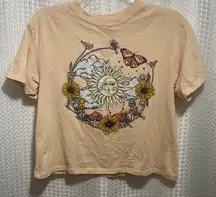 Cold Crush Sun & Moon Floral Graphic Tee – Women’s XS Crop top