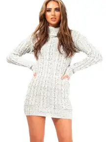 Knit Turtleneck Sweater Dress